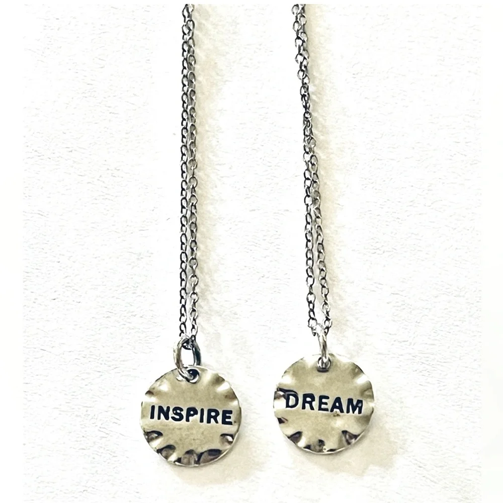 🆕 925 Sterling Silver Dream & Inspire Set of 2 Necklaces